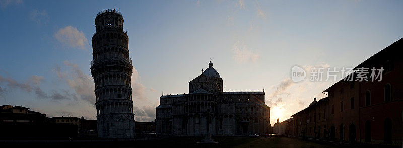 比萨斜塔之旅 Pendente Duomo 奇迹广场日落剪影